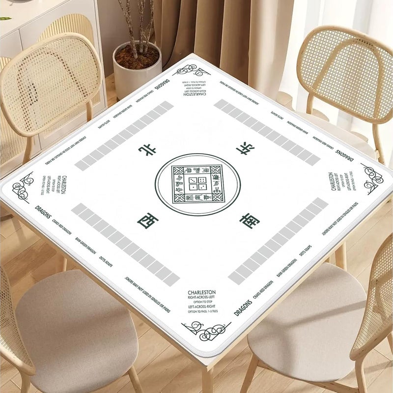 2F22E Mahjong Mat - Non-Slip Noise Reduction Gaming Mat 32.4x32.4 Inch for Mahjong/Poker/Board Games/Card Games/Dominoes (White) - Image 5